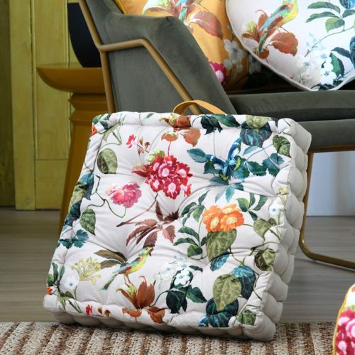 Coussin De Sol Imprimé à Fleurs 45x45x10cm