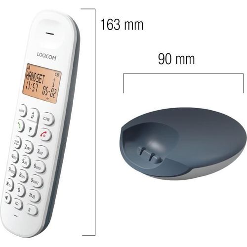 Téléphone Fixe Sans Fil - Logicom - Dect Iloa 150 Solo - Ardoise - Sans Répondeur