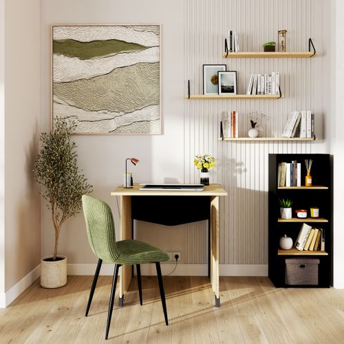 Bureau L. 80 cm MAMBO imitation Chêne et noir