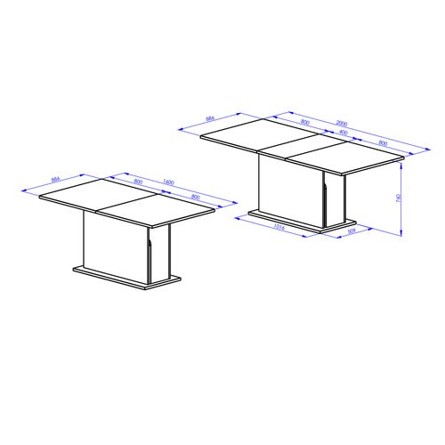 Table Extensible Effet Bois Chêne Avec Pied Central Noir