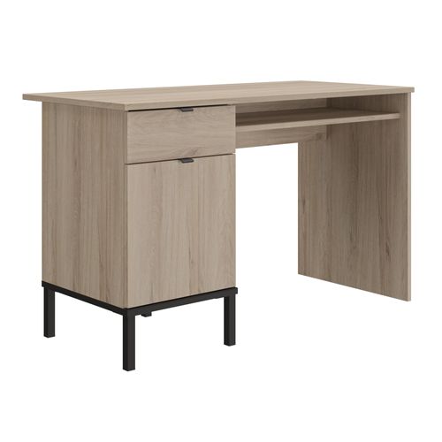 Bureau Effet Bois Chêne Clair Et Noir Avec Rangement