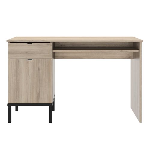 Bureau Effet Bois Chêne Clair Et Noir Avec Rangement