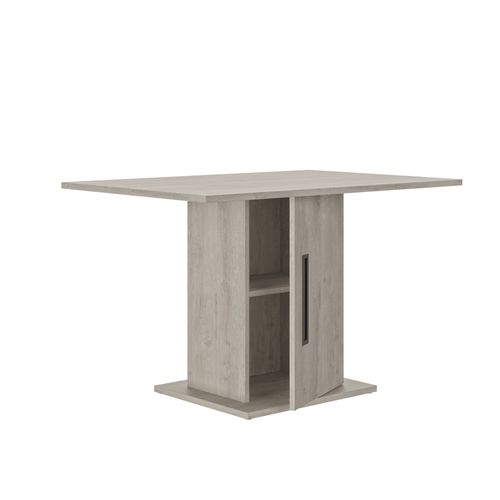 Table Rectangulaire Effet Bois Chêne Gris Clair Pied Central