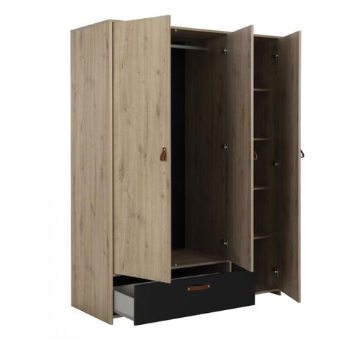 Armoire 3 Portes Imitation Chene Arthus Gami 200x152x60