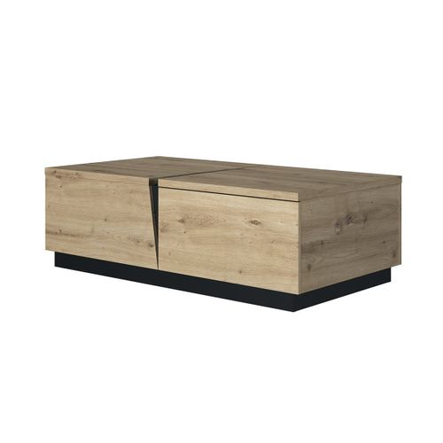 Table Basse 1 Tiroir 1 Niche  L114 Cm - Décor Chêne Et Noir