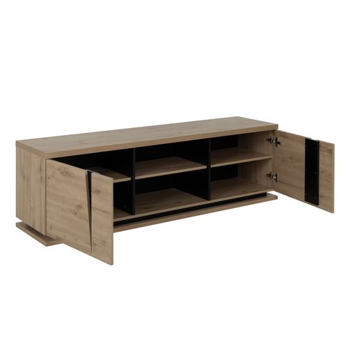Meuble TV CRACK Imitation chêne / noir
