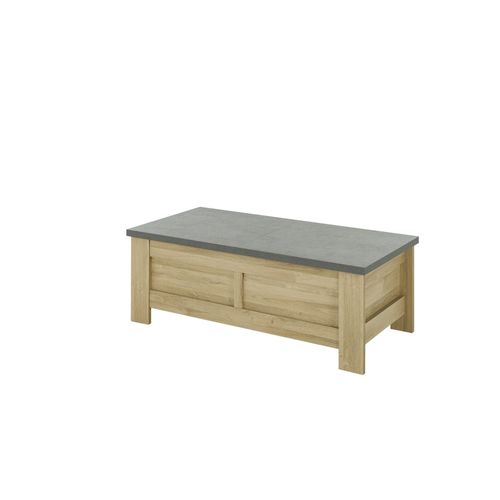 Table Basse Effet Bois Chêne Clair Avec Rangement Coulissant