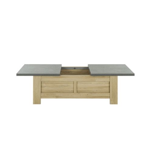 Table Basse Effet Bois Chêne Clair Avec Rangement Coulissant