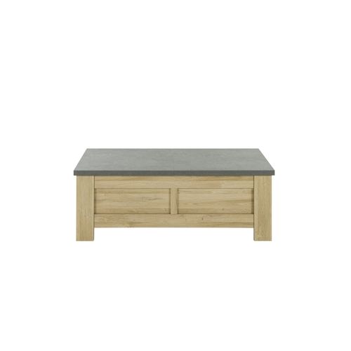 Table Basse Effet Bois Chêne Clair Avec Rangement Coulissant