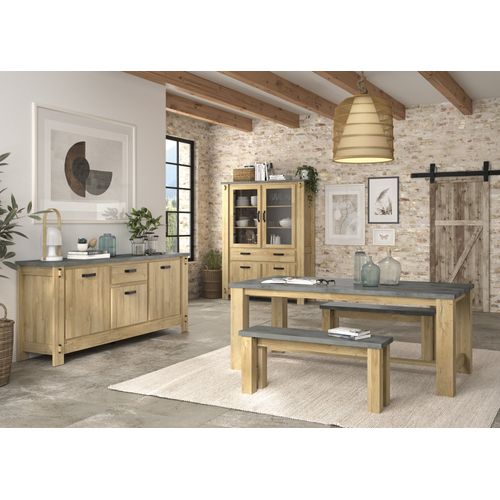 Table Rectangulaire Extensible Effet Bois Chêne Clair Matière Durable