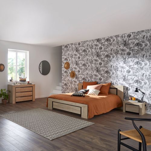 Chevet 1 tiroir BRUGGES imitation châtaignier naturel