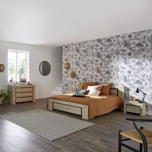 Lit 140x190 cm BRUGGES imitation châtaignier naturel