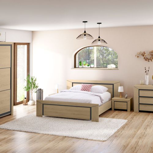 Lit 180x200 cm BRUGGES imitation châtaignier naturel