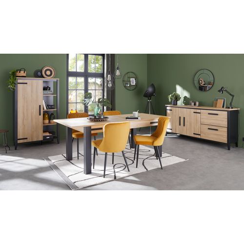 Table extensible L. 160/200 cm CORK imitation chêne/noir