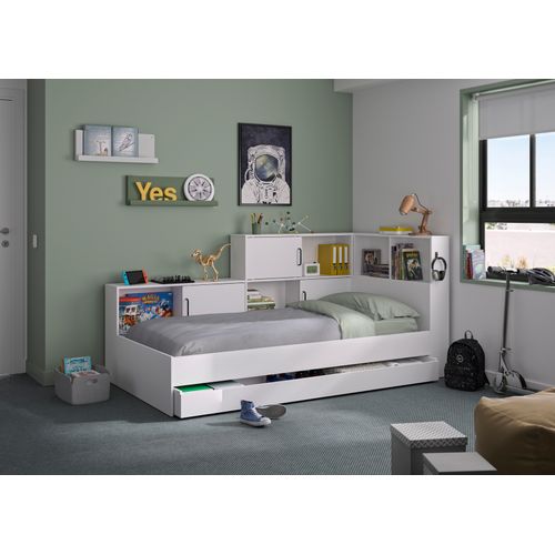 Lit Avec Rangements 90x200 Cm Erwan Blanc
