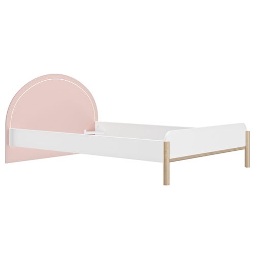 Lit 120cm X 190cm Avec Éclairage LED Et Tête De Lit Rose Effet Bois