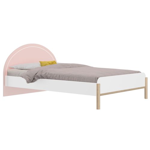 Lit 120cm X 200cm Effet Bois Rose Avec Éclairage LED Intégré