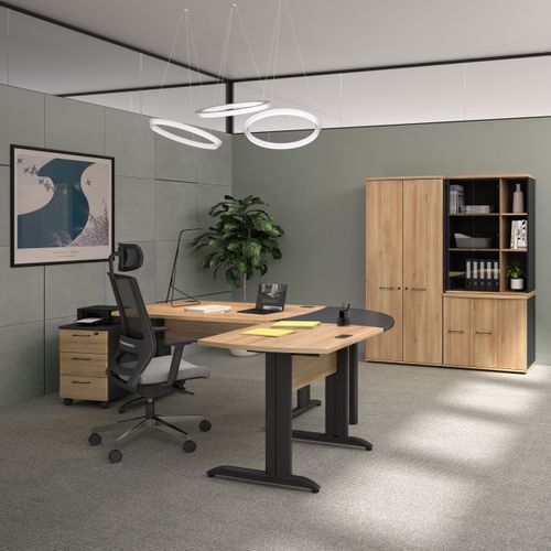 Bureau L. 140 cm JAZZ+ imitation chêne et antharcite