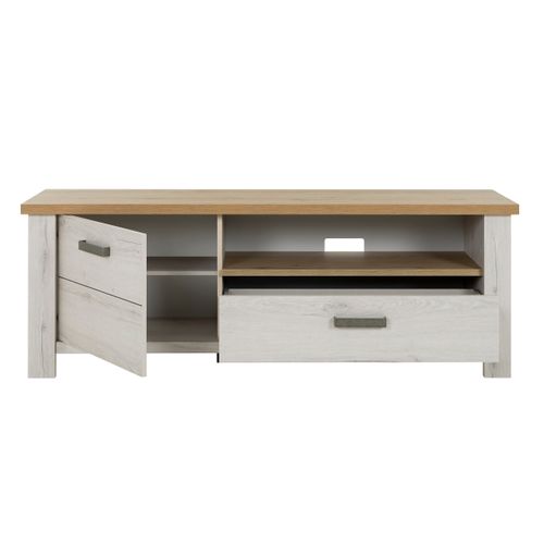 Meuble TV MANOSQUE Imitation chêne blanchi