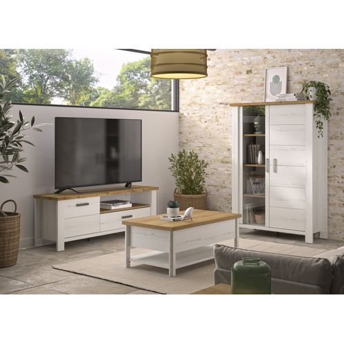 Meuble TV 1p 1t Niche Effet Bois Chêne  Matière Durable
