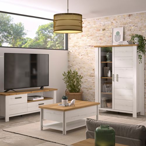 Vitrine MANOSQUE Imitation chêne blanchi