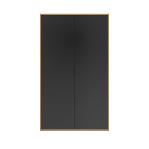 Armoire 2 Portes Effet Bois Noir Mat Avec Penderie Et Étagères
