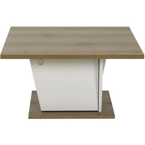 Table Basse Bar - Atos - Carré - Chene Helvezia / Blanc - 69 X 69 X 38 Cm