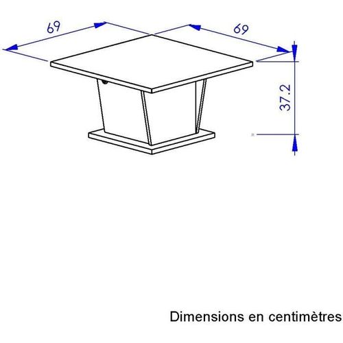 Table Basse Bar - Atos - Carré - Chene Helvezia / Blanc - 69 X 69 X 38 Cm