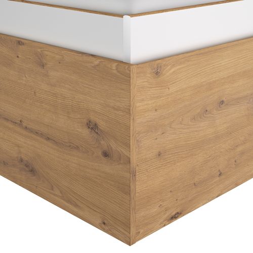 Lit 140x190 cm ANIS imitation chêne et blanc