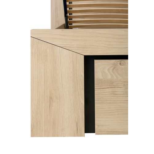 Lit coffre 140x190 cm BRUGGES imitation châtaignier naturel