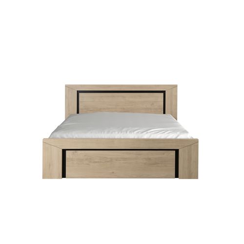 Lit coffre 140x190 cm BRUGGES imitation châtaignier naturel