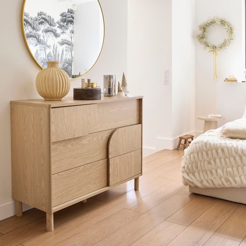 Commode 3 tiroirs GALYS imitation chêne rookwood