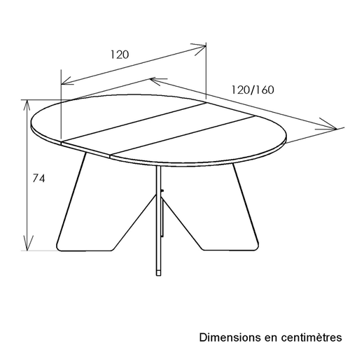 Table à Manger - Galeo - Ronde - 4/6 Places - 120/160 X 120 X 74 Cm