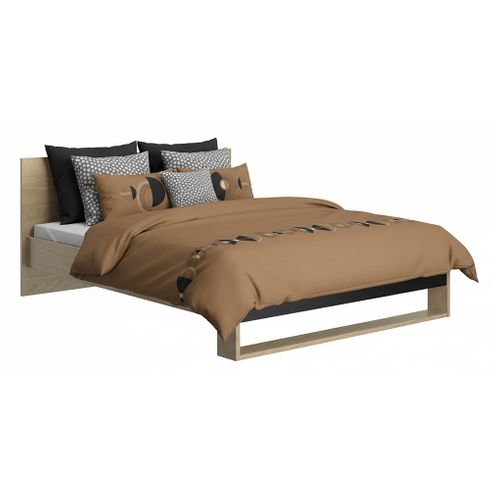 Lit 140x190 cm NAEL imitation chêne et noir