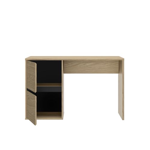 Bureau 2 tiroirs NAEL imitation chêne et noir