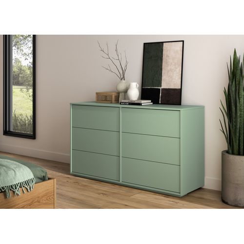 Commode 6 Tiroirs Effet Bois Vert Arcilla