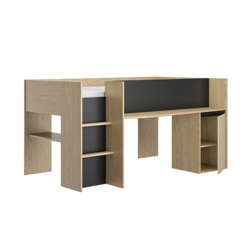 Lit combiné 90x200 cm NAEL imitation chêne et noir