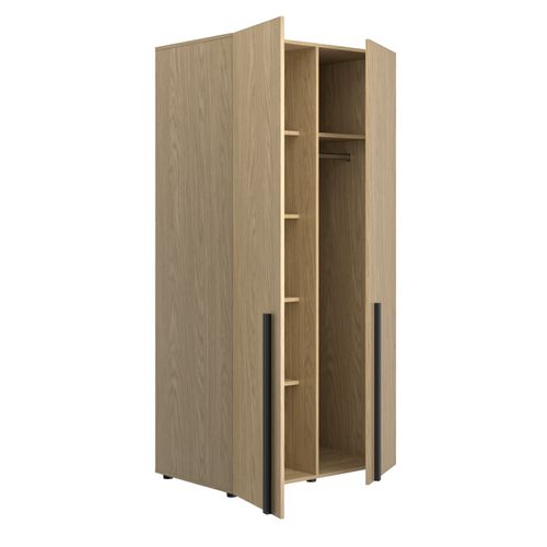 Armoire 2 portes L. 100 cm NAEL imitation chêne et noir
