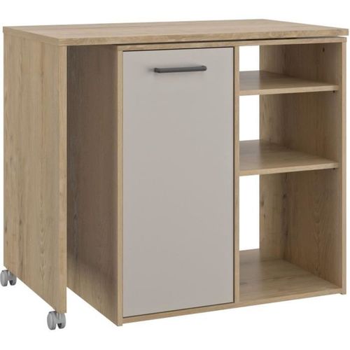 Îlot Central Pivotant Alpaga 156 X 60 X 88 Cm Chêne Silva Et Grège - Gami