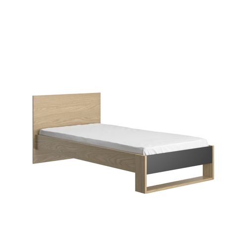 Lit 90x200 cm NAEL imitation chêne et noir