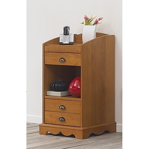 Meuble Téléphone Meuble D'entrée Pin Miel 3 Tiroirs 1 Niche