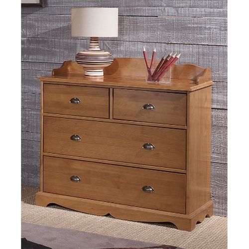 Commode 4 Tiroirs Pin Miel Style Anglais Avec Crédence L 96 H 91.6 P 42 Cm