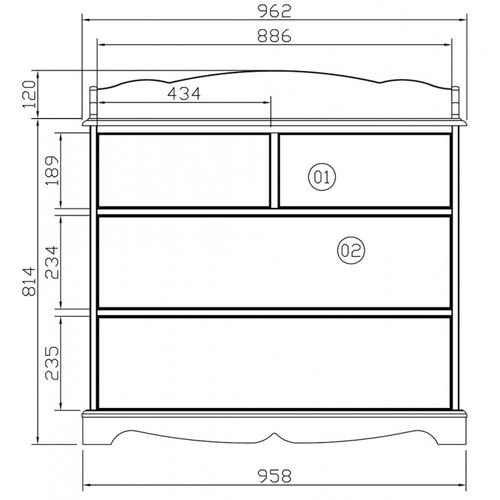 Commode 4 Tiroirs Pin Miel Style Anglais Avec Crédence L 96 H 91.6 P 42 Cm