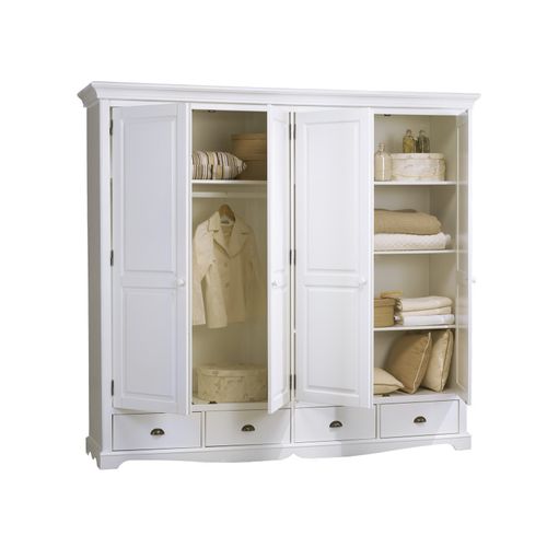 Chambre Complète Blanche Style Anglais Lit 140 Cm Armoire Et Chevet