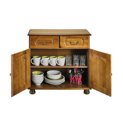 Bahut Chêne 2 Portes 2 Tiroirs 2 Niches L 82 H 77 P 41 Cm