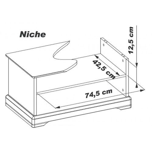 Table Basse Merisier 1 Tiroir 2 Faces Traversant 1 Niche L 82.4 H 41.6 P 46.5 Cm