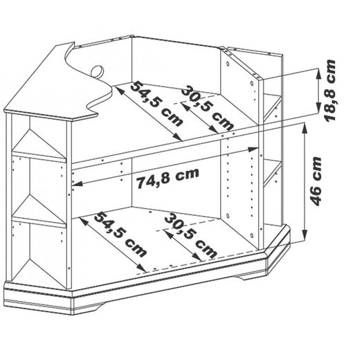 Meuble TV D'angle 2 Portes Merisier