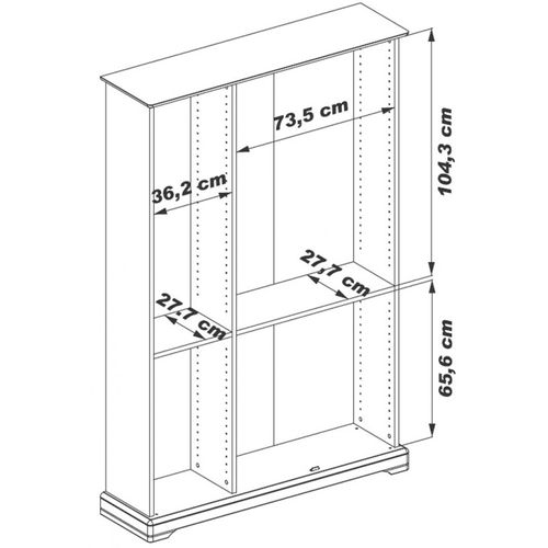 Bibliothèque Merisier 6 Portes 12 Niches L 120.6 H 182.2 P 33 Cm