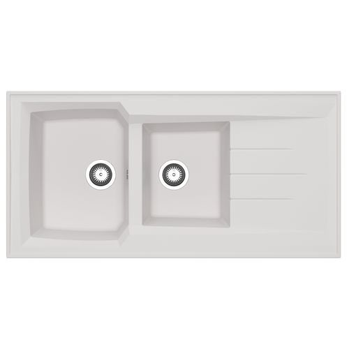 Evier résine 2 bacs 120x60 cm MONTREAL Blanc