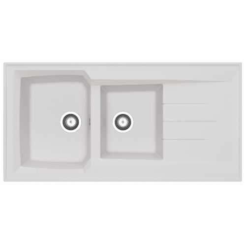 Evier résine 2 bacs 120x60 cm MONTREAL Blanc